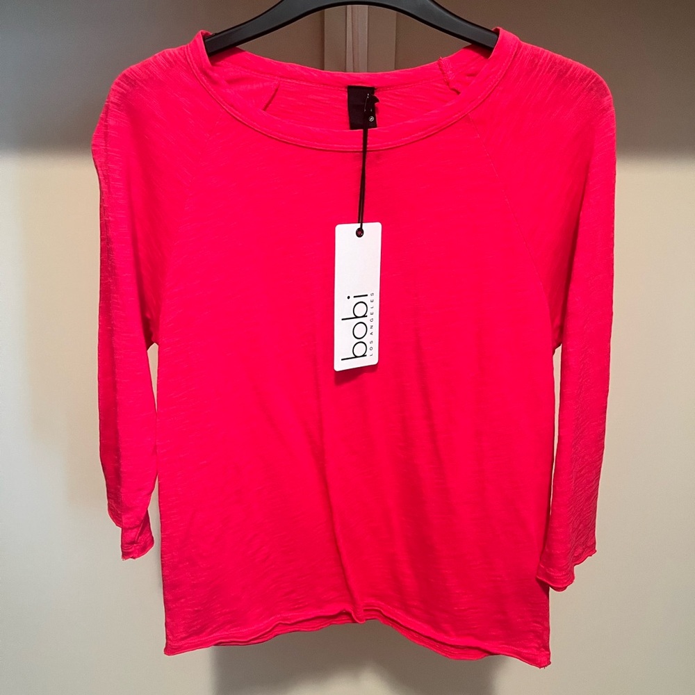 Bobi Red Boxy Long Sleeve Tee